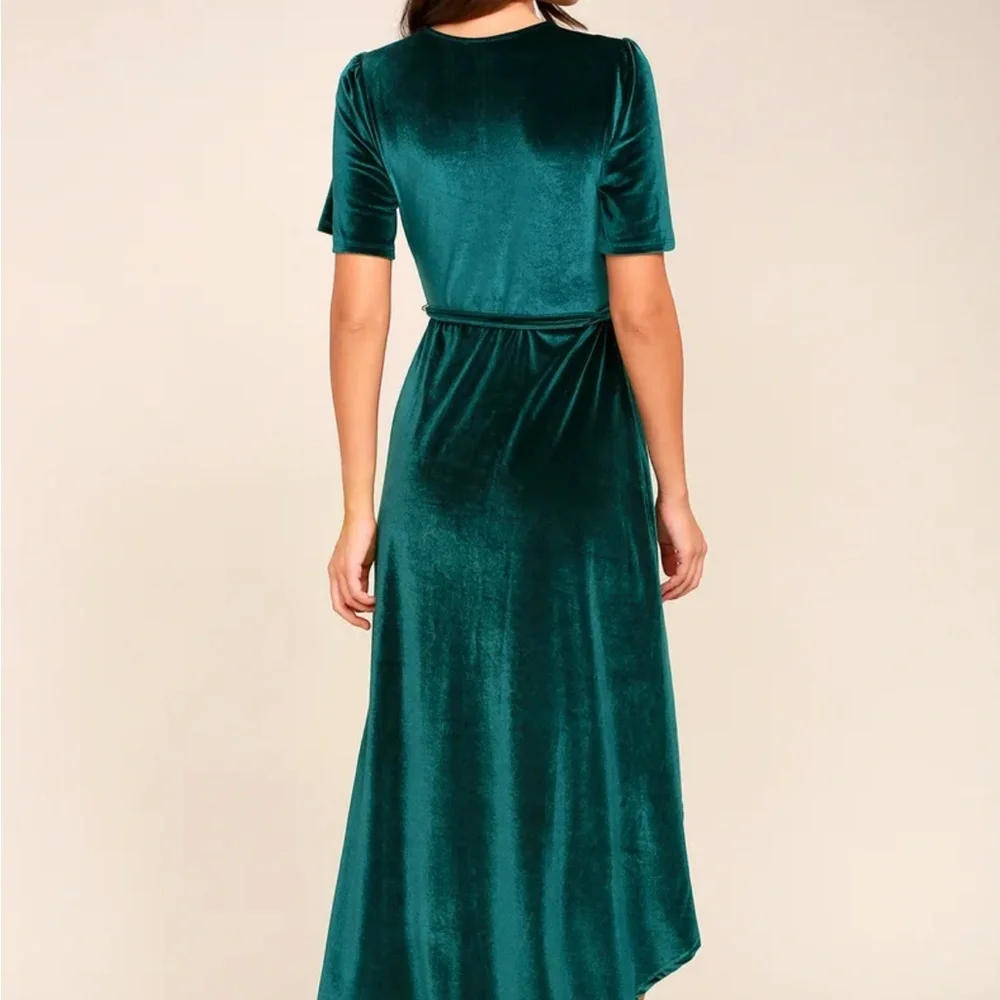 Lulus teal green velvet high-low wrap dress size S - Picture 8 of 8